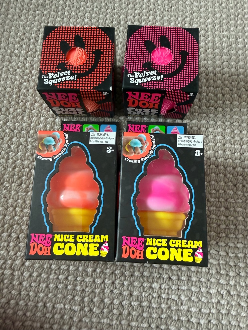 NiceCream Cone Kids Toy - Pink & Orange Velvet Squeeze needoh